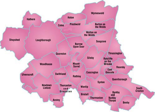 Map of Loughborough, Leicestershire